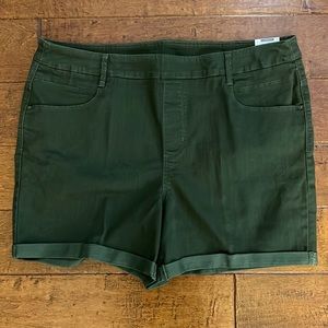 Time and Tru Pull-On Sea Turtle Army Green Stretch Jean Shorts Size XXL